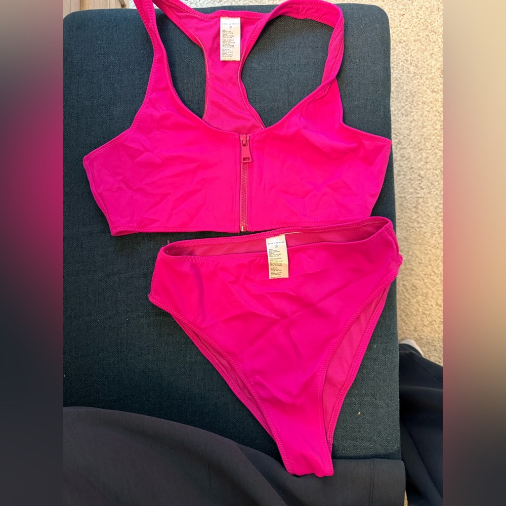 Good American Vibrant Pink Bikini Top and Bottom